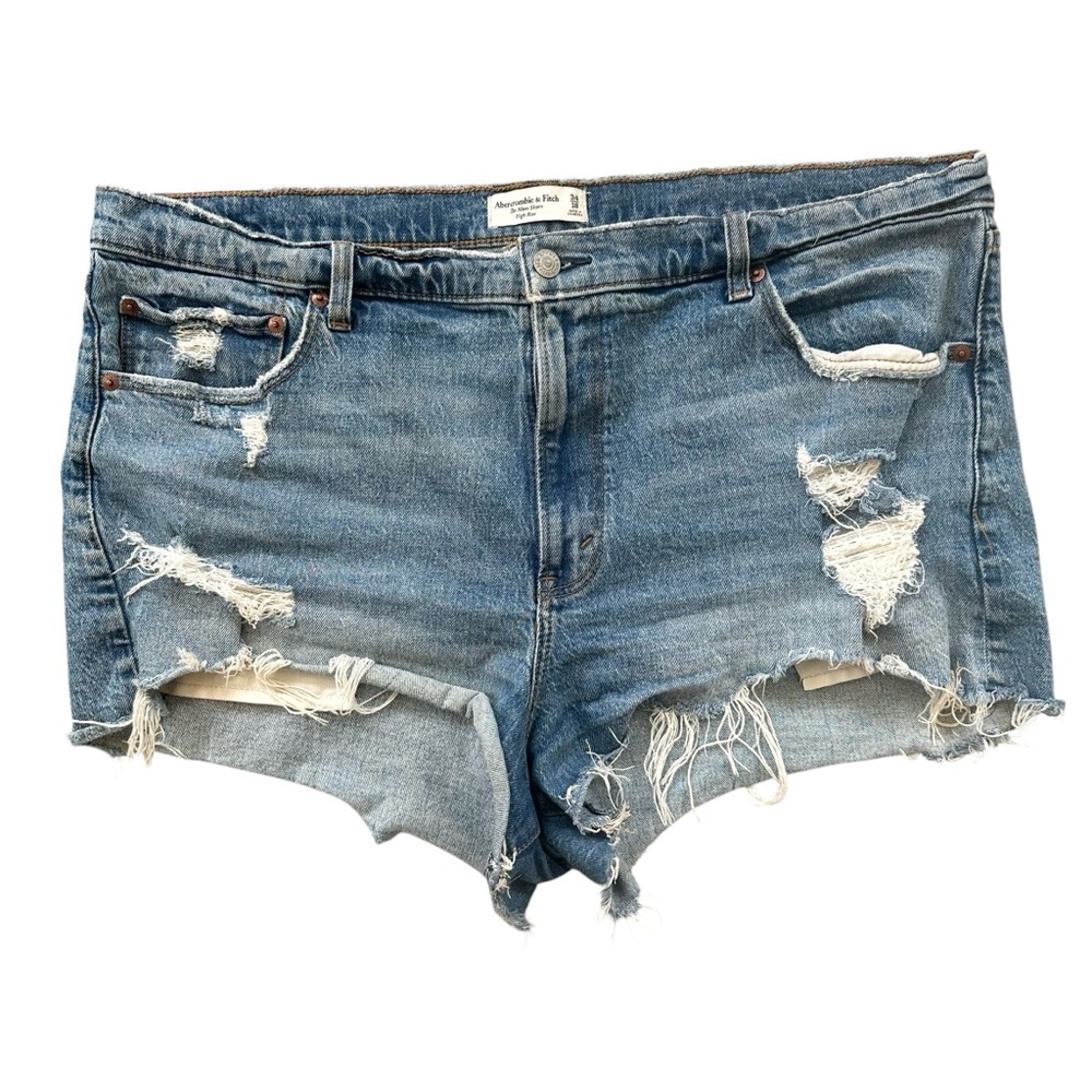 Abercrombie & Fitch The Mom Short High Rise Denim Distressed Shorts Size 34/18